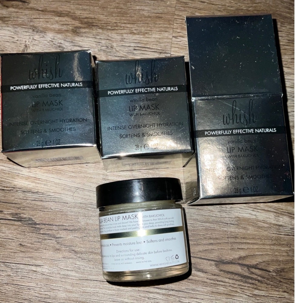 Whish Lip Mask Vanilla Bean Bakuchiol Intense Overnight Hydration Set of 3
